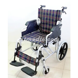 VC1265 รถเข็นผู้ป่วยพับได้ รถเข็นผู้ป่วยเปิดข้างได้ โครงอัลลอยด์เบาะผ้า