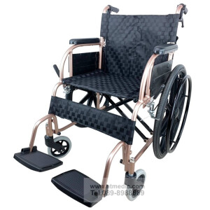 VC1239-02 รถเข็นผู้ป่วยพับได้ น้ำหนักเบา เบาะนั่งกว้าง