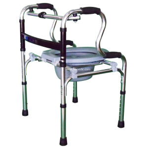 VC2336 วอล์คเกอร์ 2 in 1 เก้าอี้นั่งถ่ายได้+วอล์คเกอร์ช่วยเดิน 4 ขา พับได้ ปรับระดับได้